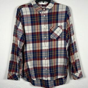 🔥 H&M L.O.G.G. Flannel LS Button Down Shirt Women Size 12 - PERFECT Condition